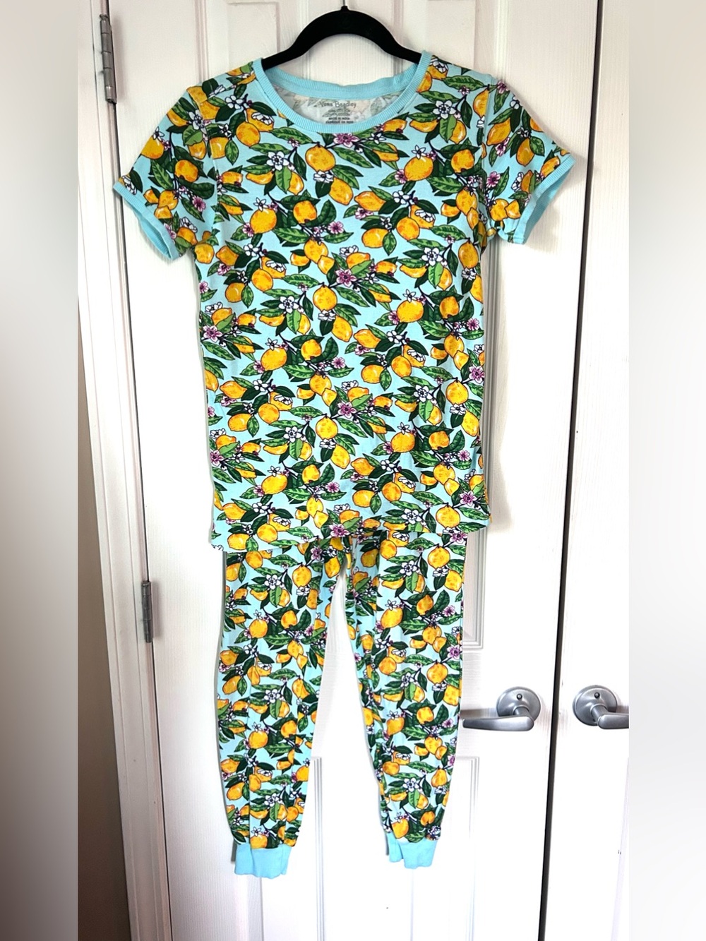 Vera Bradley Lemon Print Pajama Set XS 100% Cotton Two Piece